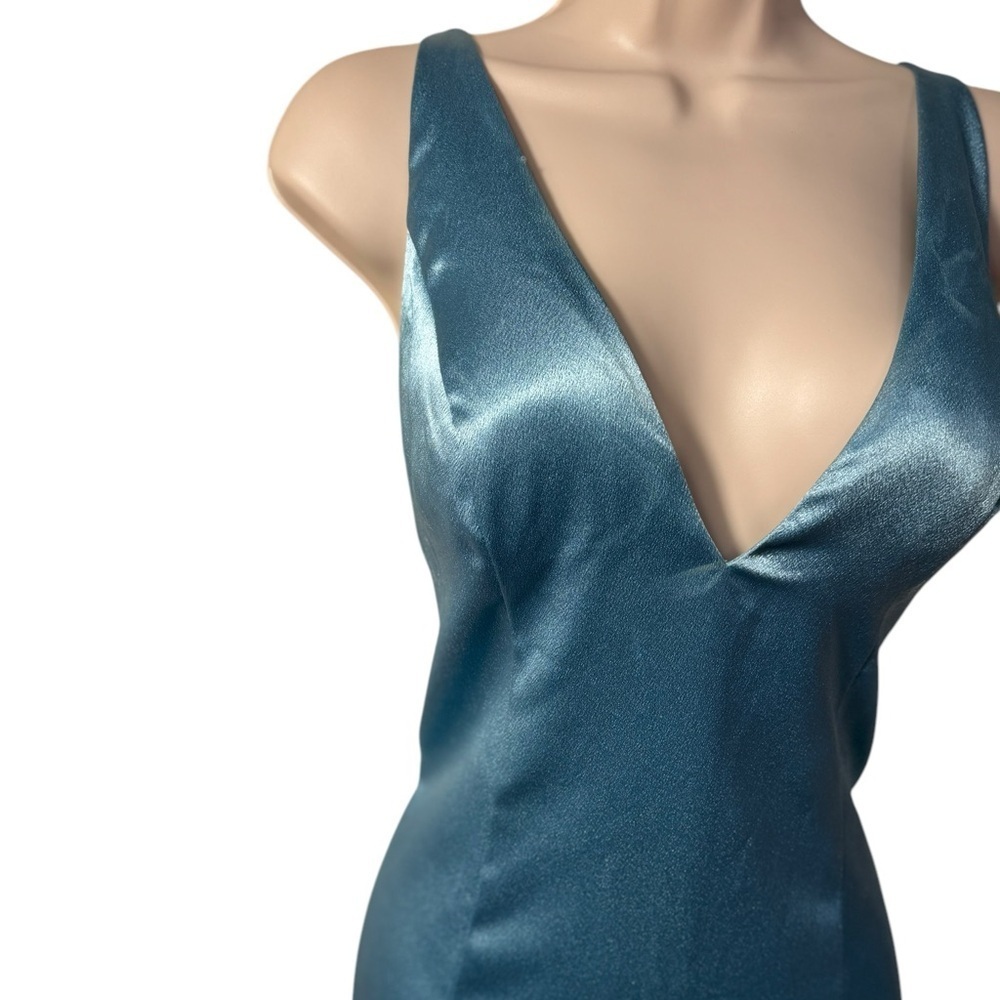 Aidan by Aidan Mattox Womens Blue Satin Evening Sheath Dress Gown size 6 - Picture 10 of 17